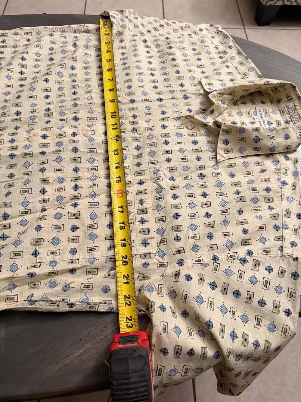 Burma Bibas 100% Cotton Geometric Print Short Sleeve Shirt Men's Medium